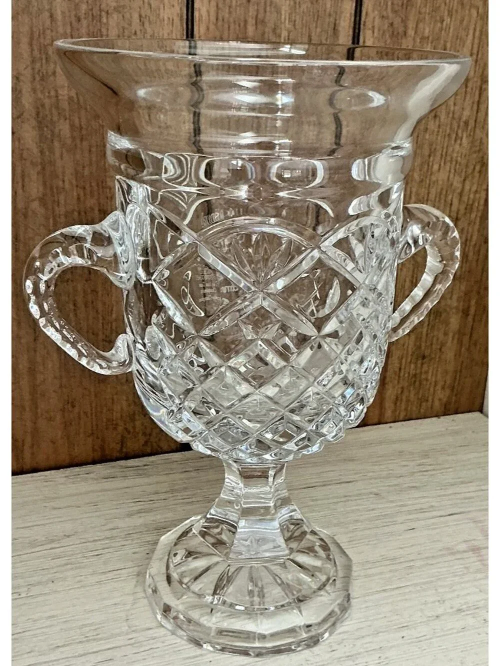 Honor Handled Loving Cup European Crystal Trophy Vase 9.5